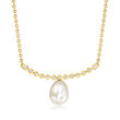 8-8.5mm Cultured Pearl Necklace with .13 ct. t.w. Diamonds in 14kt Yellow Gold