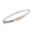 Andrea Candela Sterling Silver and 18kt Gold Bangle Bracelet with Diamond Accents