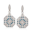 1.00 ct. t.w. Blue and White Diamond Drop Earrings in Sterling Silver