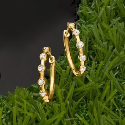 .25 ct. t.w. Bezel-Set Diamond Hoop Earrings in 18kt Yellow Gold