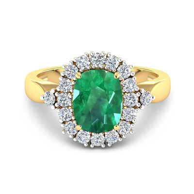 1.80 Carat Emerald Ring with .54 ct. t.w. Diamonds in 14kt Yellow Gold