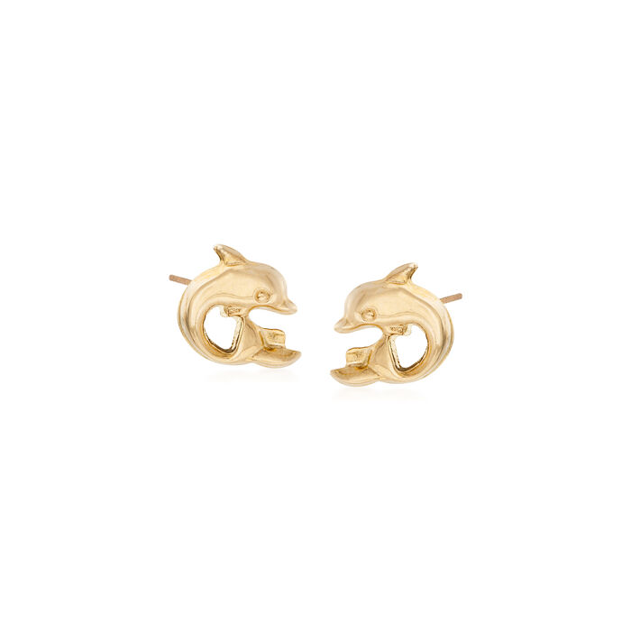 Child's 14kt Yellow Gold Dolphin Stud Earrings