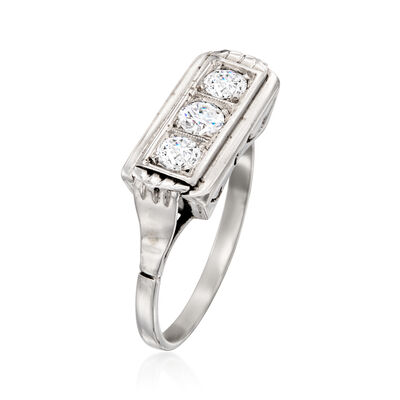 C. 1950 Vintage .50 ct. t.w. Diamond Three-Stone Ring in 14kt White Gold