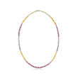 57.00 ct. t.w. Multicolored Sapphire Bead Necklace in 14kt Yellow Gold