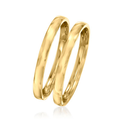 18kt Gold Over Sterling Jewelry Set: Two 2mm Stackable Rings