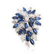 C. 1970 Vintage 4.00 ct. t.w. Sapphire and 3.15 ct. t.w. Diamond Cluster Ring in 18kt White Gold