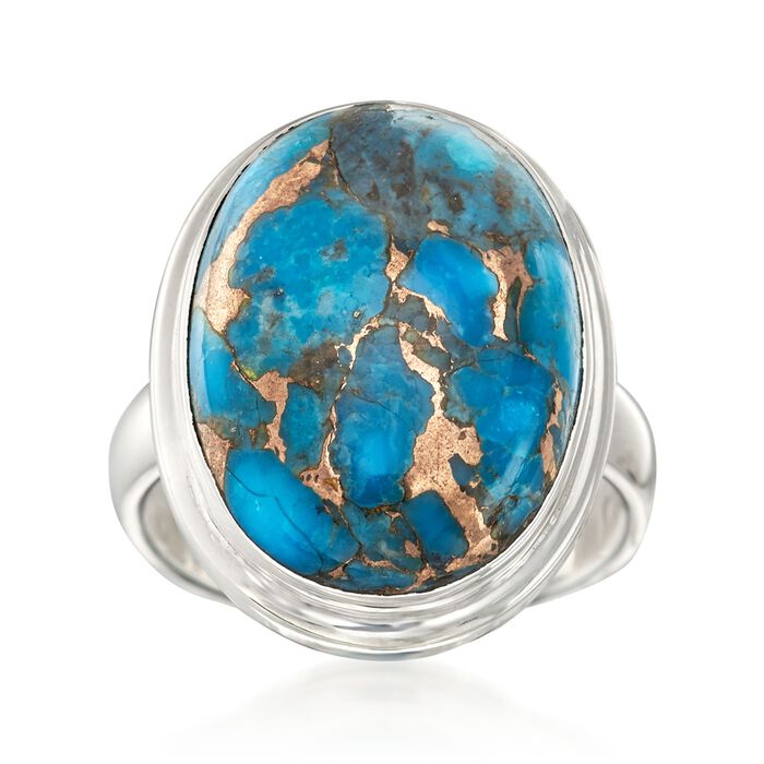 20x15mm Oval Turquoise Ring in Sterling Silver | Ross-Simons