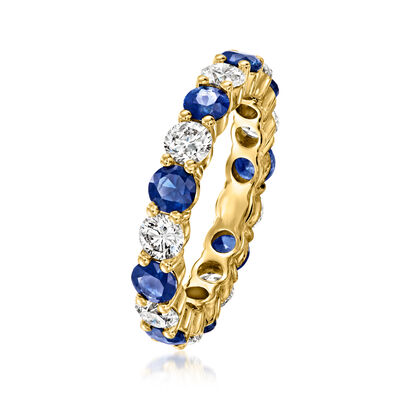 2.10 ct. t.w. Sapphire and 1.56 ct. t.w. Lab-Grown Diamond Eternity Band in 14kt Yellow Gold