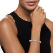 3.5mm Cultured Pearl and 3.00 ct. t.w. Black Spinel Bracelet with Blue Enamel in 18kt Gold Over Sterling