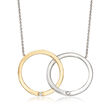 Roberto Coin 18kt Two-Tone Gold Double Circle Necklace with Diamond Accents