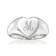 Italian Sterling Silver Personalized Heart Signet Ring