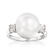 11-12mm Cultured South Sea Pearl and .18 ct. t.w. Diamond Ring in 14kt White Gold