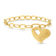 14kt Yellow Gold Personalized Heart Charm Link Bracelet
