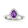 .80 Carat Amethyst Ring with .26 ct. t.w. Diamonds in 14kt White Gold