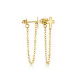 14kt Yellow Gold Cross Chain Drop Earrings