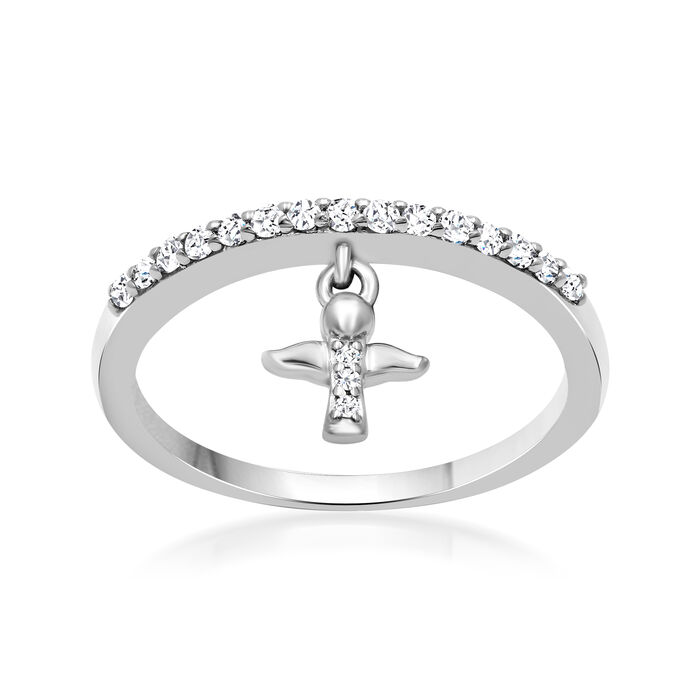 .20 ct. t.w. Diamond Angel Charm Ring in Sterling Silver