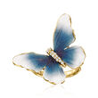 C. 2000 Vintage Multicolored Enamel Butterfly Sideways Ring with Diamond Accents in 18kt Yellow Gold