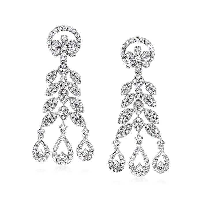 1.50 ct. t.w. Diamond Floral Chandelier Earrings in Sterling Silver