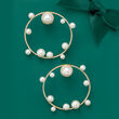 4-8.5mm Cultured Pearl and 1.05 ct. t.w. Diamond Circle Drop Earrings