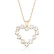 1.20 ct. t.w. CZ Open-Space Heart Pendant Necklace in 14kt Yellow Gold