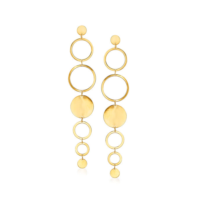 Italian 14kt Yellow Gold Multi-Circle Drop Earrings