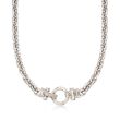 Sterling Silver Link Necklace with Diamond Accents