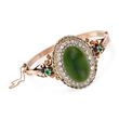 C. 1900 Vintage Green Jadeite Jade and 5.30 ct. t.w. Multi-Stone Bracelet in 14kt Yellow Gold