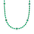 25.00 ct. t.w. Emerald and 1.25 ct. t.w. Diamond Tennis Necklace in 18kt White Gold