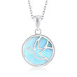 Larimar Flying Dove Pendant Necklace in Sterling Silver