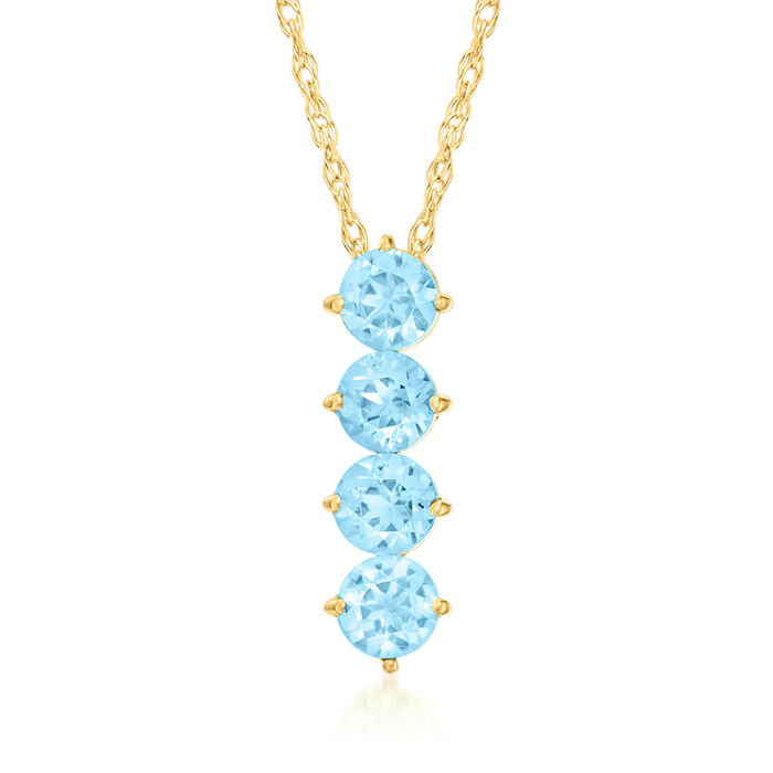 .50 ct. t.w. London Blue Topaz Four-Stone Linear Pendant Necklace in 10kt Yellow Gold