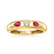 .34 Carat Diamond Heart Dome Ring with .30 ct. t.w. Rubies in 14kt Yellow Gold