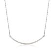 Sterling Silver Curved Bar Bolo Necklace with Diamond Accents