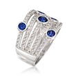 .62 ct. t.w. Simulated Sapphire and .80 ct. t.w. CZ Multi-Row Ring in Sterling Silver