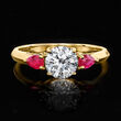 1.00 Carat Lab-Grown Diamond Ring with .40 ct. t.w. Rubies in 14kt Yellow Gold