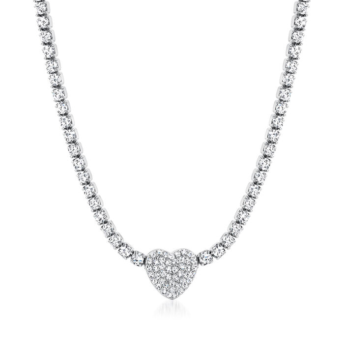 5.00 ct. t.w. CZ Heart Necklace in Sterling Silver