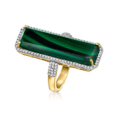 Malachite Ring with .50 ct. t.w. White Topaz in 18kt Gold Over Sterling