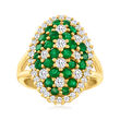 1.50 ct. t.w. Emerald and 1.10 ct. t.w. Diamond Oval Ring in 14kt Yellow Gold
