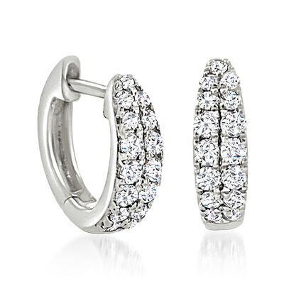.40 ct. t.w. Diamond Huggie Hoop Earrings in 14kt White Gold