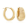 Italian Andiamo 14kt Yellow Gold Textured Hoop Earrings