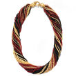Italian Red, Black and Gold Murano Glass Bead Torsade Necklace in 18kt Gold Over Sterling
