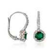 1.00 ct. t.w. Emerald and .60 ct. t.w. Diamond Earrings in 14kt White Gold