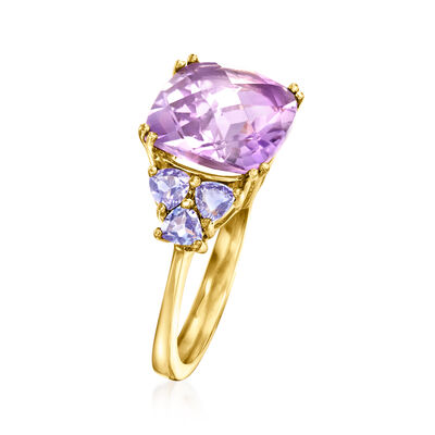 4.00 Carat Amethyst and .70 ct. t.w. Tanzanite Ring in 14kt Yellow Gold