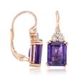 6.25 ct. t.w. Amethyst and .38 ct. t.w. Diamond Earrings in 14kt Rose Gold