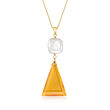10-12mm Cultured Pearl and 16.00 Carat Citrine Pendant Necklace in 14kt Yellow Gold