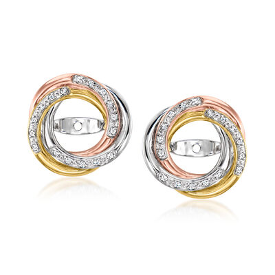 .10 ct. t.w. Diamond Swirl Earring Jackets in Tri-Colored Sterling Silver 