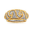 C. 1990 Vintage Rossetti .58 ct. t.w. Diamond Swirl Ring in 18kt Two-Tone Gold