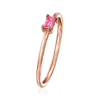 .10 Carat Baguette Pink Topaz Ring in 14kt Rose Gold