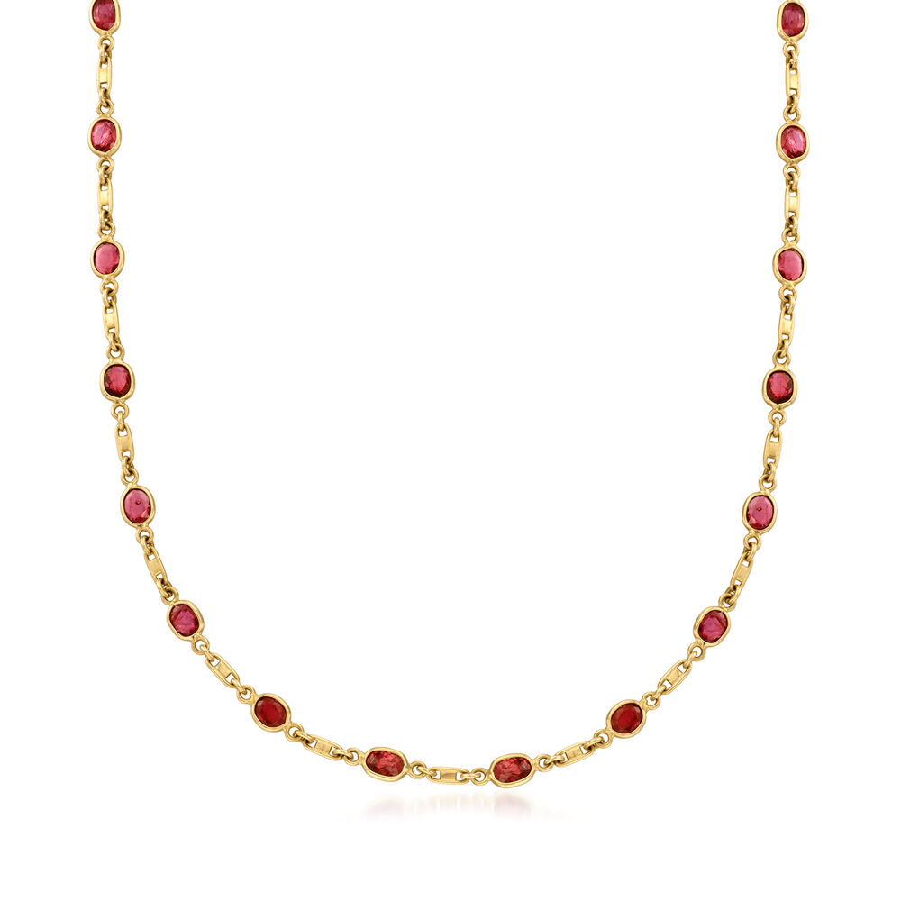 C. 1990 Vintage 5.75 ct. t.w. Ruby Station Necklace in 18kt Yellow Gold ...