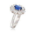 2.00 ct. t.w. Diamond and 1.50 Carat Sapphire Ring in 18kt White Gold