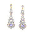 1.70 ct. t.w. Tanzanite and .80 ct. t.w. White Zircon Chandelier Earrings in 18kt Gold Over Sterling